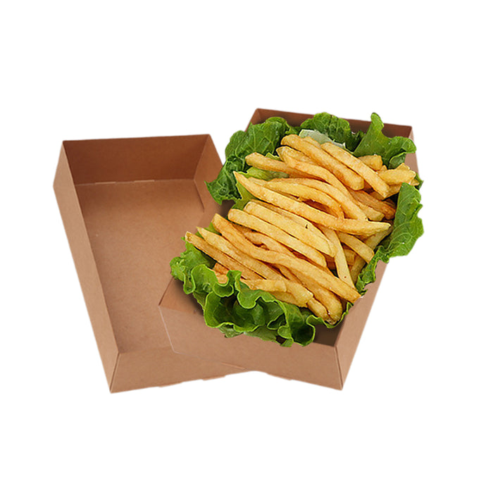 50 Pcs Disposable Kraft Paper Lunch Boxes Fold-Lock Leak-Resistant 14 x 22 x 6 cm