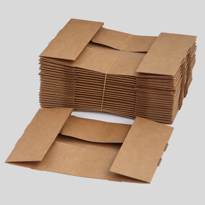 50 Pcs Disposable Kraft Paper Lunch Boxes Fold-Lock Leak-Resistant 14 x 22 x 6 cm