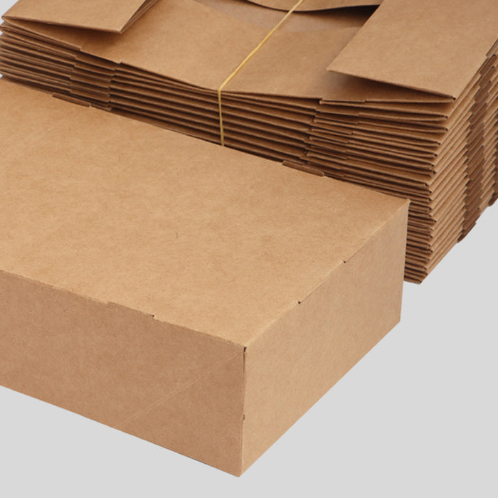 50 Pcs Disposable Kraft Paper Lunch Boxes Fold-Lock Leak-Resistant 14 x 22 x 6 cm
