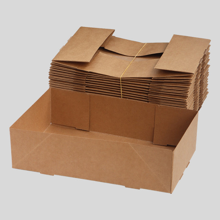50 Pcs Disposable Kraft Paper Lunch Boxes Fold-Lock Leak-Resistant 14 x 22 x 6 cm