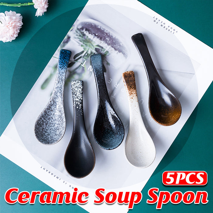 5pcs Ceramic Soup Spoons