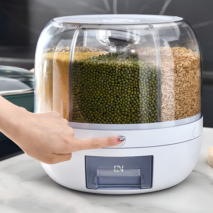 Rotating Cereal Dispenser 4.5kg PP ABS White Space-Saving