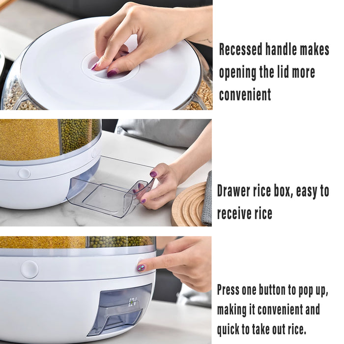 Rotating Cereal Dispenser 4.5kg PP ABS White Space-Saving