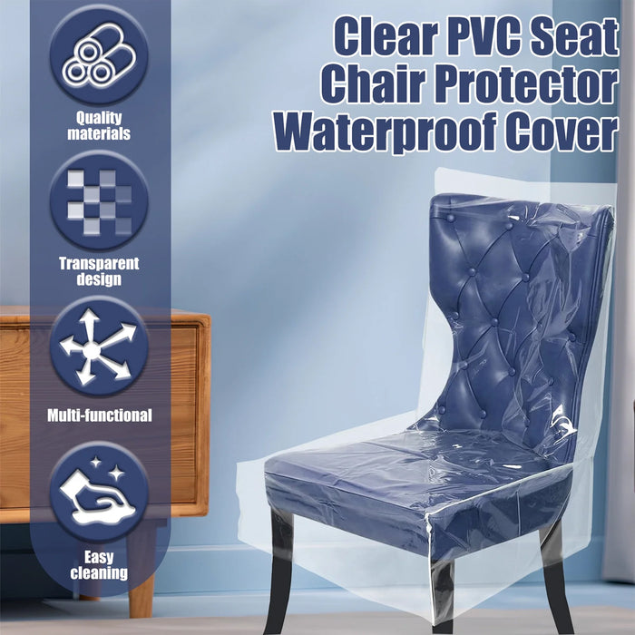 PVC Dining Chair Cover with Backrest Waterproof Transparent Protector