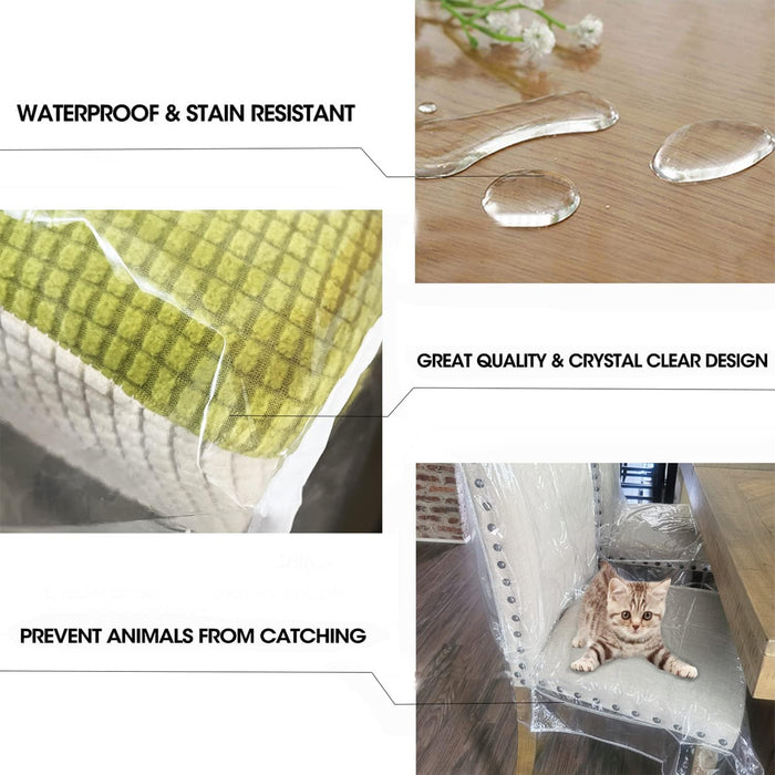 PVC Dining Chair Cover with Backrest Waterproof Transparent Protector
