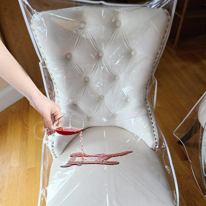 PVC Dining Chair Cover with Backrest Waterproof Transparent Protector