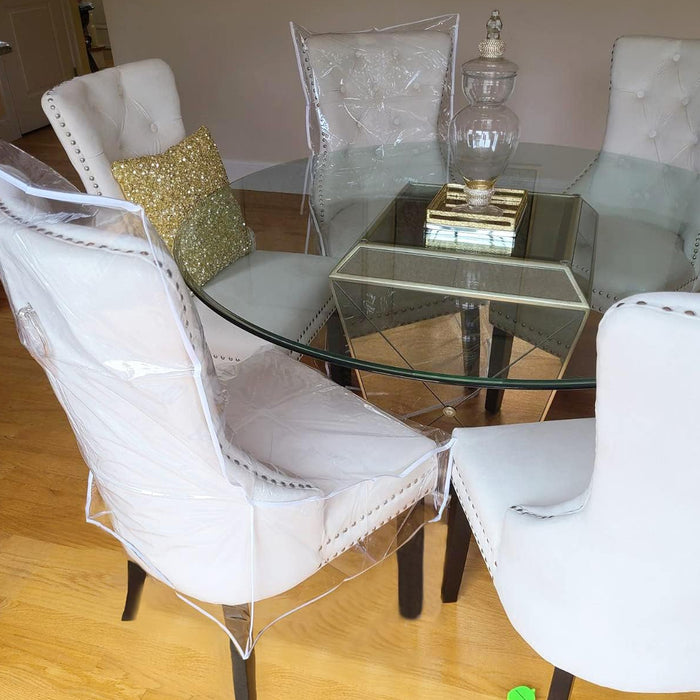 PVC Dining Chair Cover with Backrest Waterproof Transparent Protector