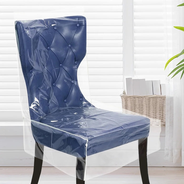 PVC Dining Chair Cover with Backrest Waterproof Transparent Protector