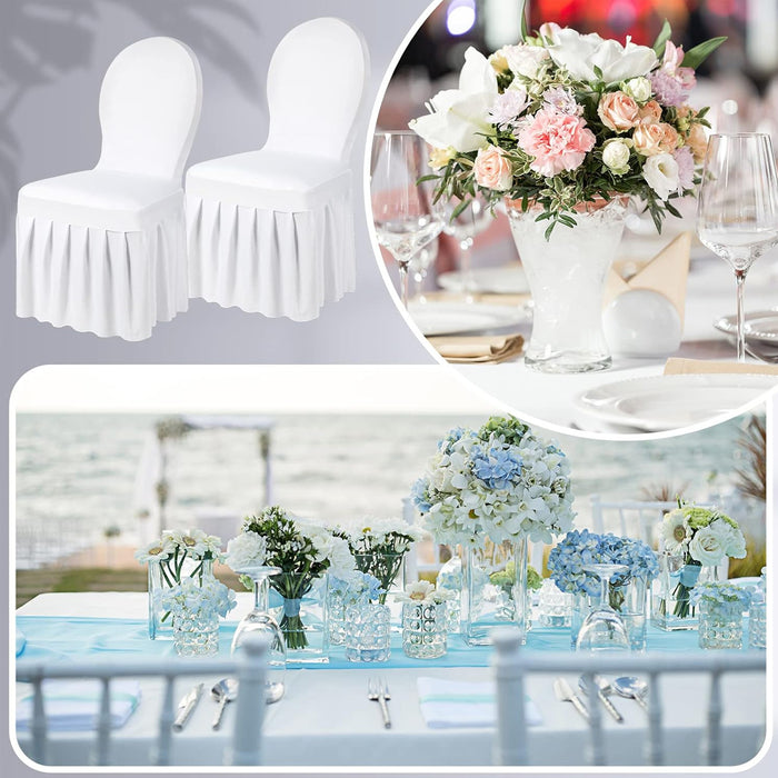 2 Pcs Pleated Chair Skirt Covers with Elastic Fit Seat Protector