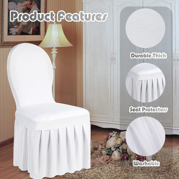 2 Pcs Pleated Chair Skirt Covers with Elastic Fit Seat Protector