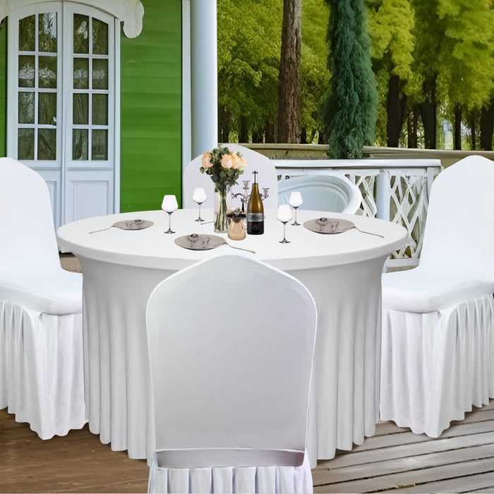 2 Pcs Pleated Chair Skirt Covers with Elastic Fit Seat Protector