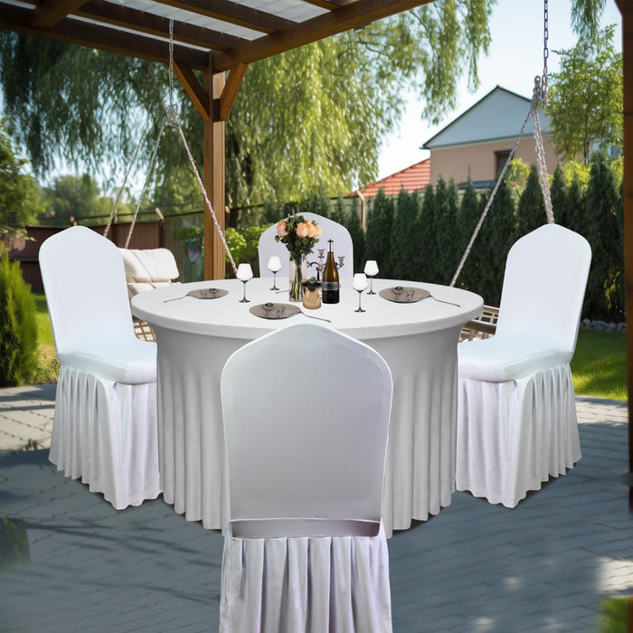 2 Pcs Pleated Chair Skirt Covers with Elastic Fit Seat Protector