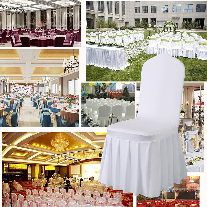2 Pcs Pleated Chair Skirt Covers with Elastic Fit Seat Protector