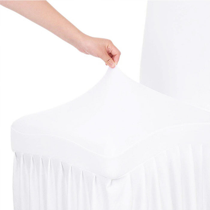2 Pcs Pleated Chair Skirt Covers with Elastic Fit Seat Protector