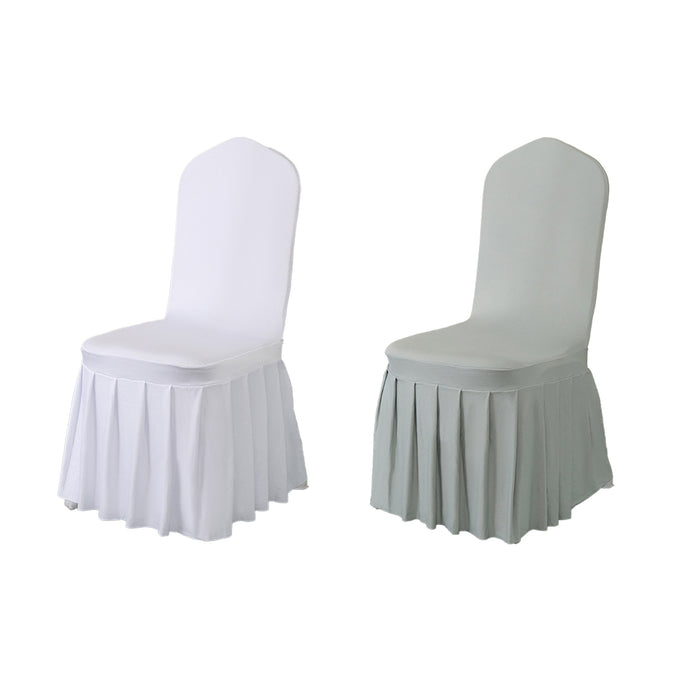 2 Pcs Pleated Chair Skirt Covers with Elastic Fit Seat Protector