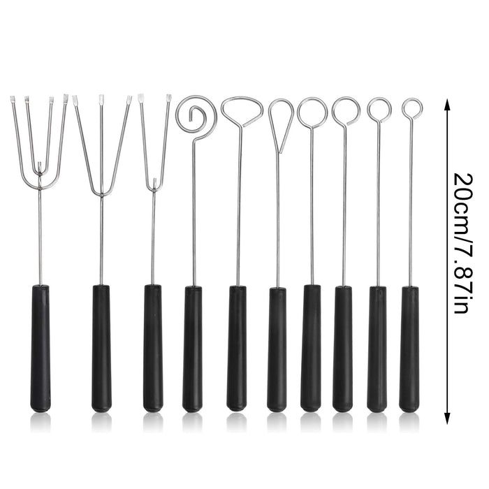 10PCS Chocolate Dipping Fork Set Stainless Steel Dessert Tool