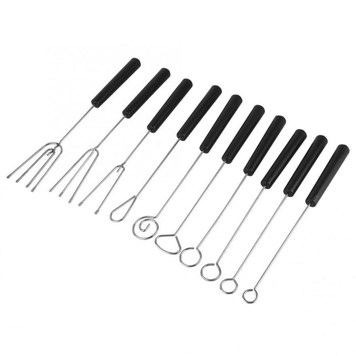 10PCS Chocolate Dipping Fork Set Stainless Steel Dessert Tool