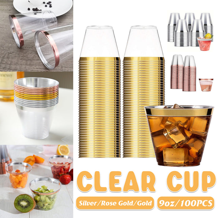9oz Plastic Cup for Serving Drinks, 100pcs