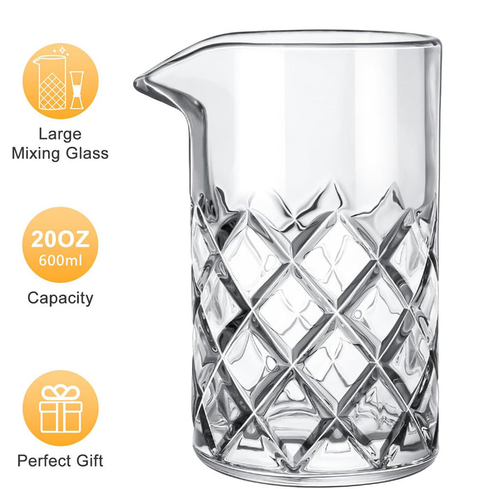 600ml Crystal Cut Cocktail Mixing Cup with Steel Stirrer
