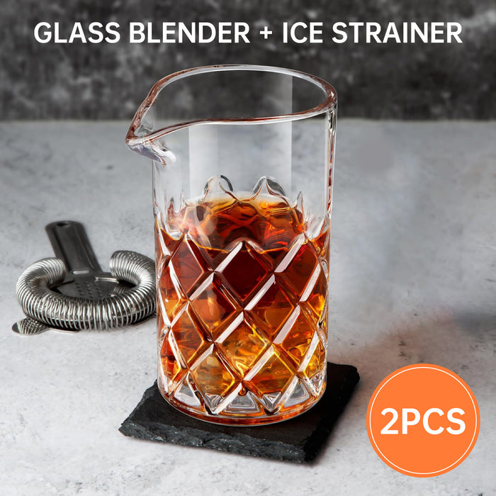 600ml Crystal Cut Cocktail Mixing Cup with Steel Stirrer