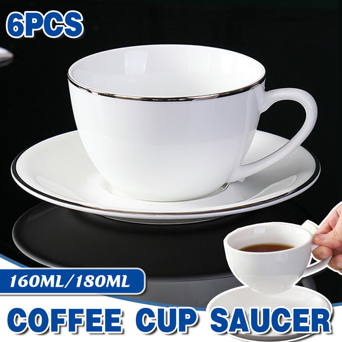 6PCS Apricot Ceramic Coffee Cup and Saucer Set for Tea and Coffee