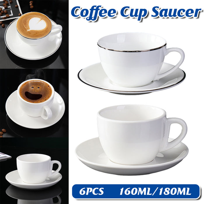 6PCS Apricot Ceramic Coffee Cup and Saucer Set for Tea and Coffee