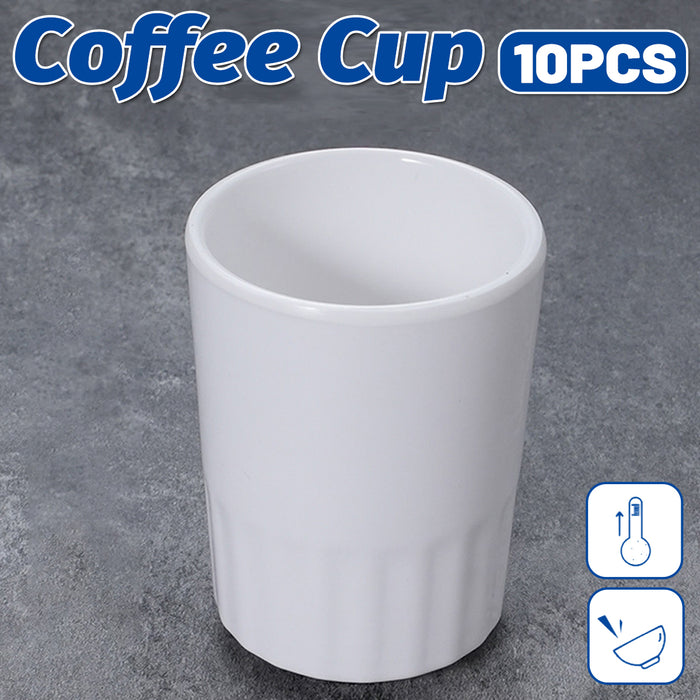10 Pcs Melamine Tumbler Mugs Shatterproof White 98mm