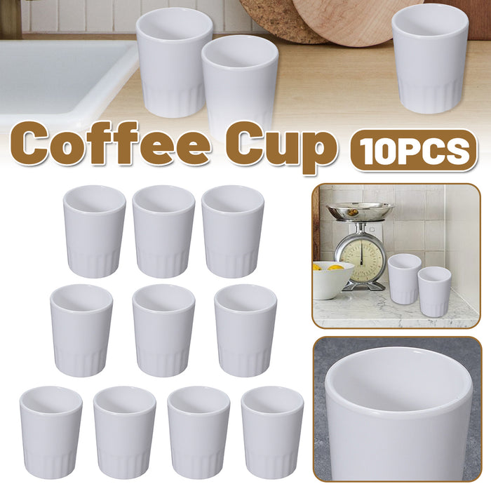 10 Pcs Melamine Tumbler Mugs Shatterproof White 98mm