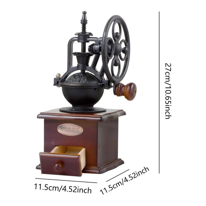 Wooden Manual Coffee Grinder Retro Cast Iron Coffee Mill
