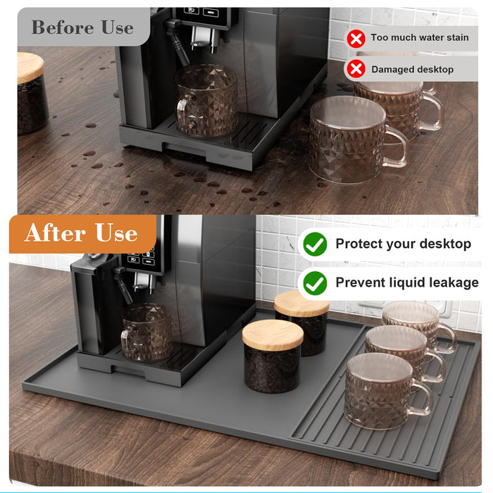 Coffee Maker Silicone Mat Set Non-Slip Countertop Protector Large 61 x 40.5 cm Small 40 x 19 cm