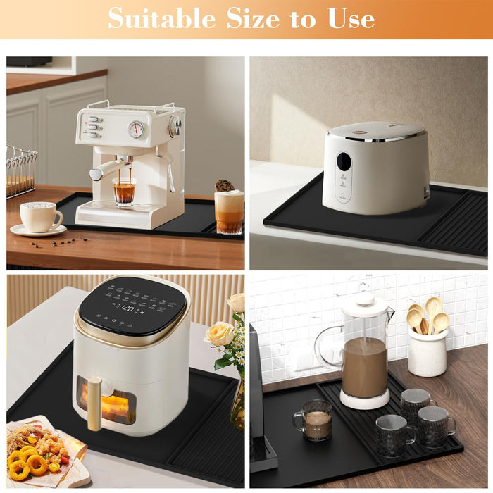 Coffee Maker Silicone Mat Set Non-Slip Countertop Protector Large 61 x 40.5 cm Small 40 x 19 cm