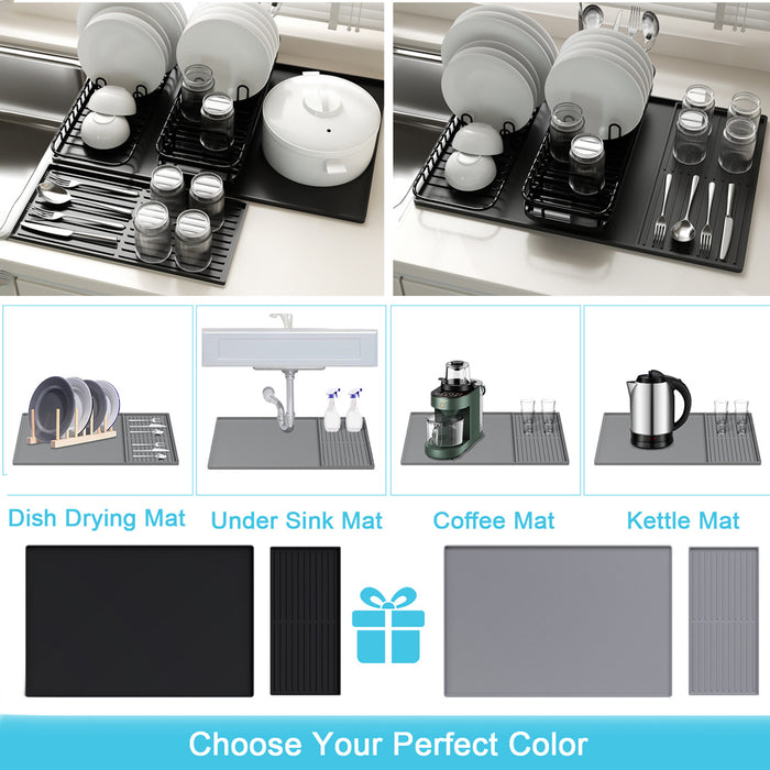 Coffee Maker Silicone Mat Set Non-Slip Countertop Protector Large 61 x 40.5 cm Small 40 x 19 cm