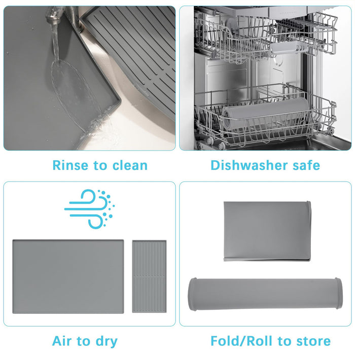 Coffee Maker Silicone Mat Set Non-Slip Countertop Protector Large 61 x 40.5 cm Small 40 x 19 cm