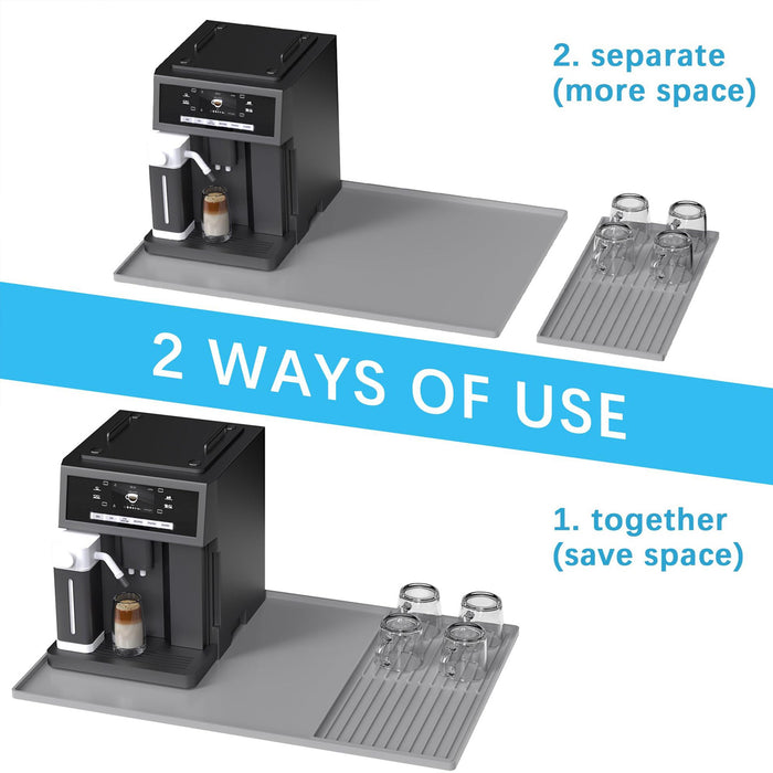 Coffee Maker Silicone Mat Set Non-Slip Countertop Protector Large 61 x 40.5 cm Small 40 x 19 cm