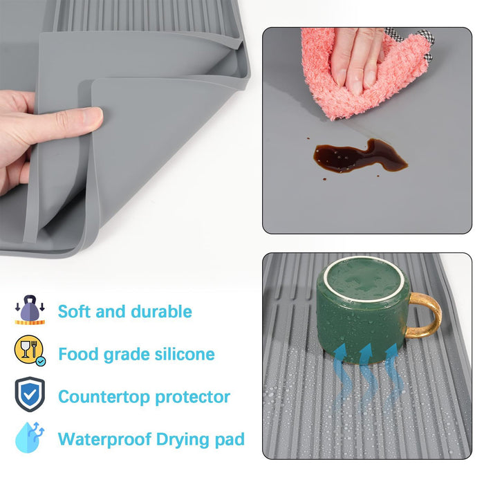 Coffee Maker Silicone Mat Set Non-Slip Countertop Protector Large 61 x 40.5 cm Small 40 x 19 cm