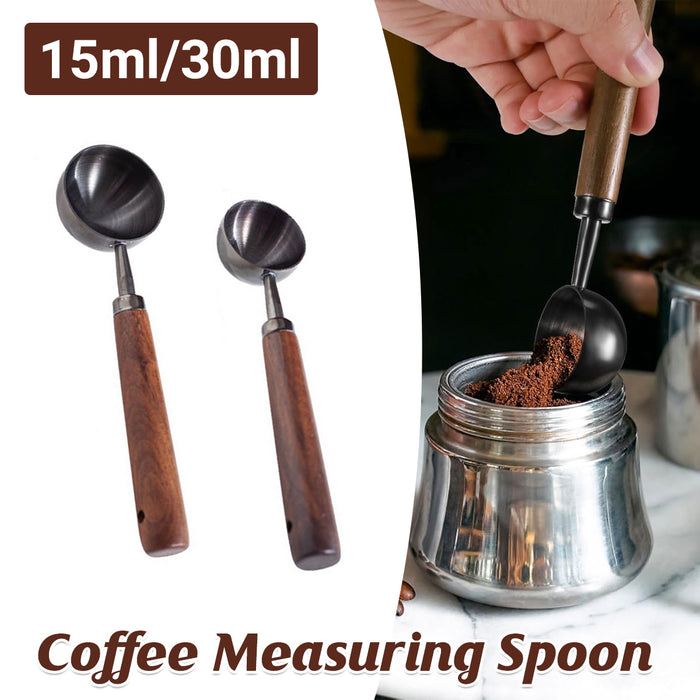 2 Pcs Coffee Measuring Spoons Walnut Handle 15ml 30ml