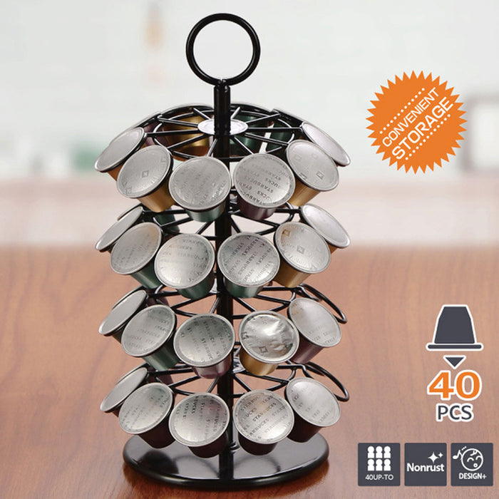 Coffee Capsule Organiser 40 Capacity Rotating Metal Stand