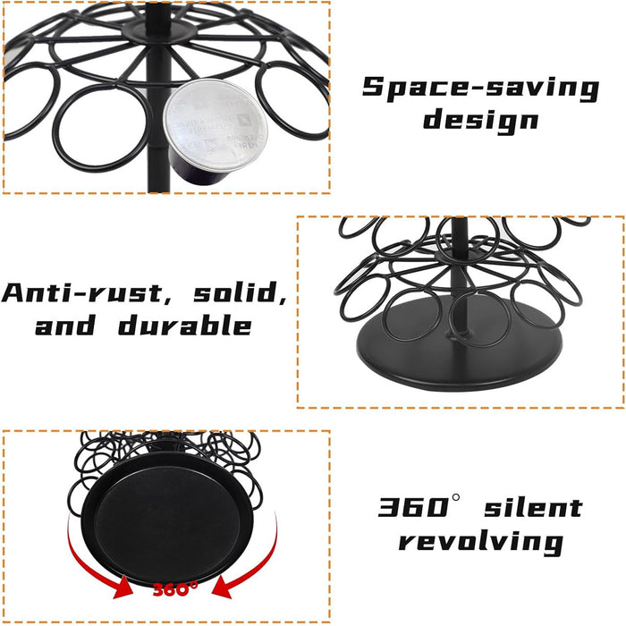 Coffee Capsule Organiser 40 Capacity Rotating Metal Stand