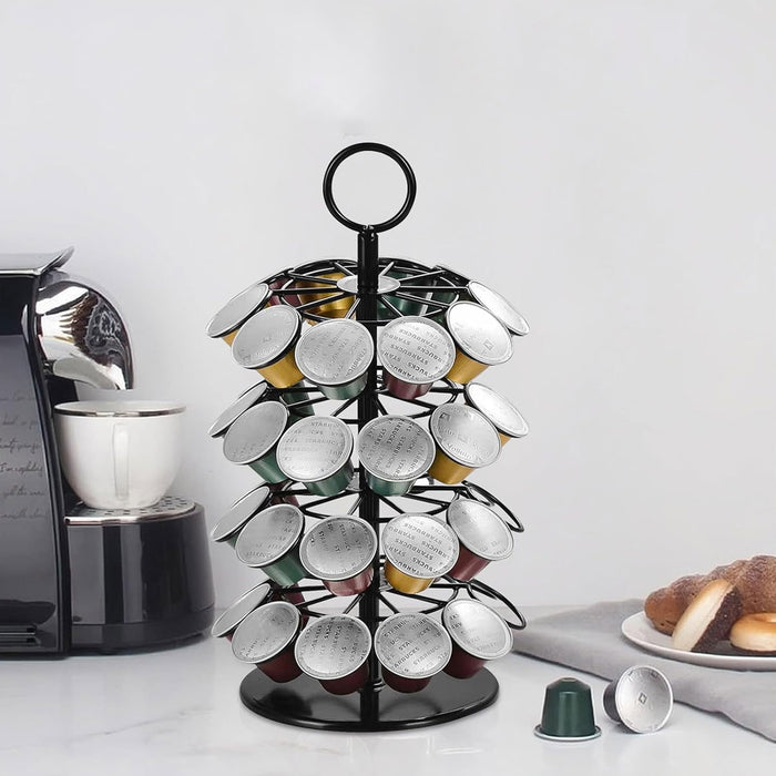 Coffee Capsule Organiser 40 Capacity Rotating Metal Stand