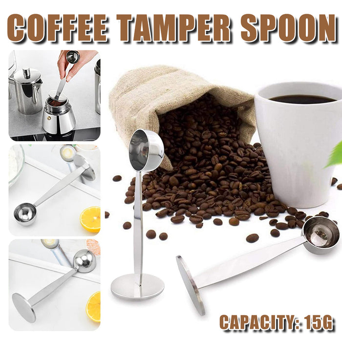 2-in-1 Coffee Measuring Spoon 15ml Stainless Steel Tamper