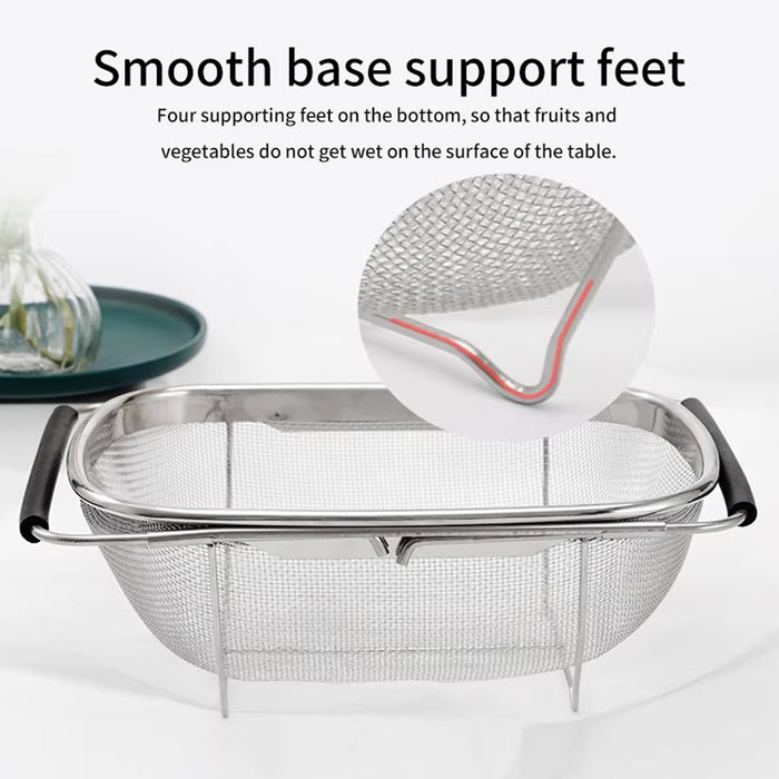 Stainless Steel Kitchen Drain Strainer Basket, Telescopic