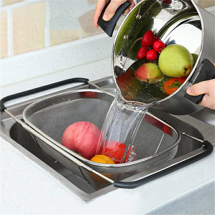 Stainless Steel Kitchen Drain Strainer Basket, Telescopic