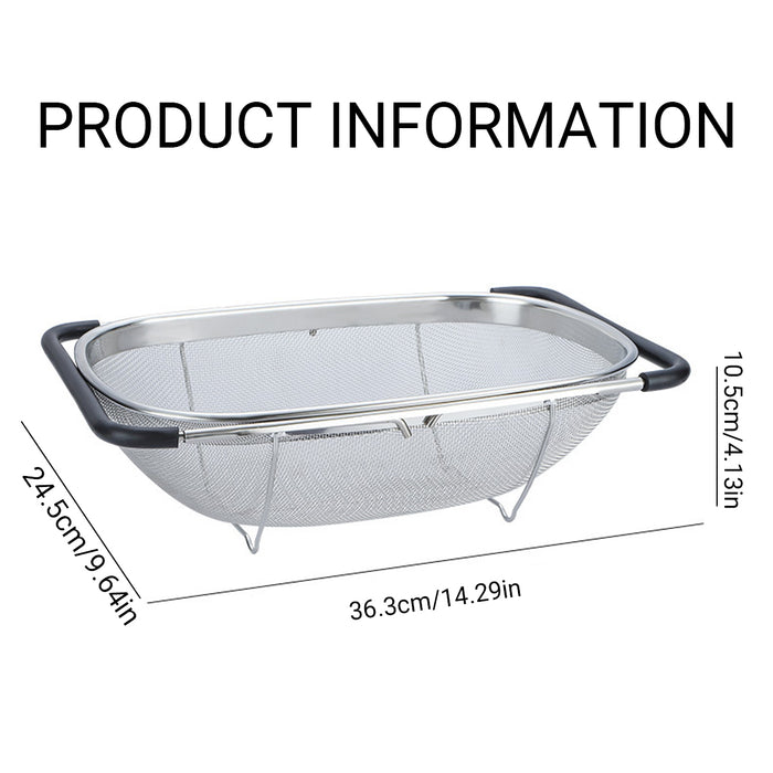 Stainless Steel Kitchen Drain Strainer Basket, Telescopic