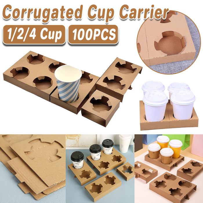 100 Pcs Corrugated Cup Holder Thick Kraft Paper Base