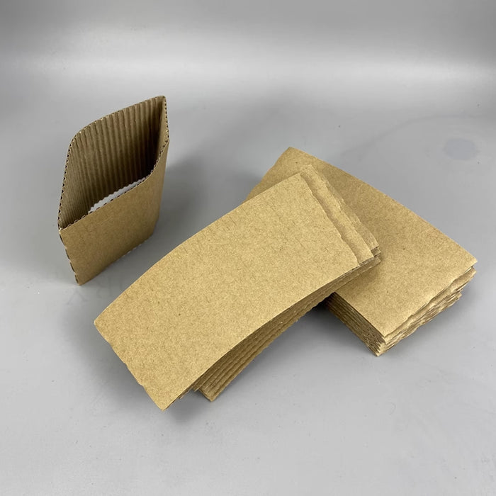 200 Pcs Kraft Paper Cup Sleeves Corrugated 8cm 9cm