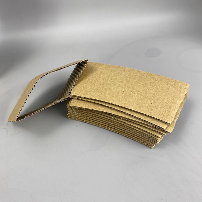 200 Pcs Kraft Paper Cup Sleeves Corrugated 8cm 9cm