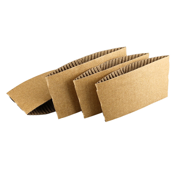 200 Pcs Kraft Paper Cup Sleeves Corrugated 8cm 9cm