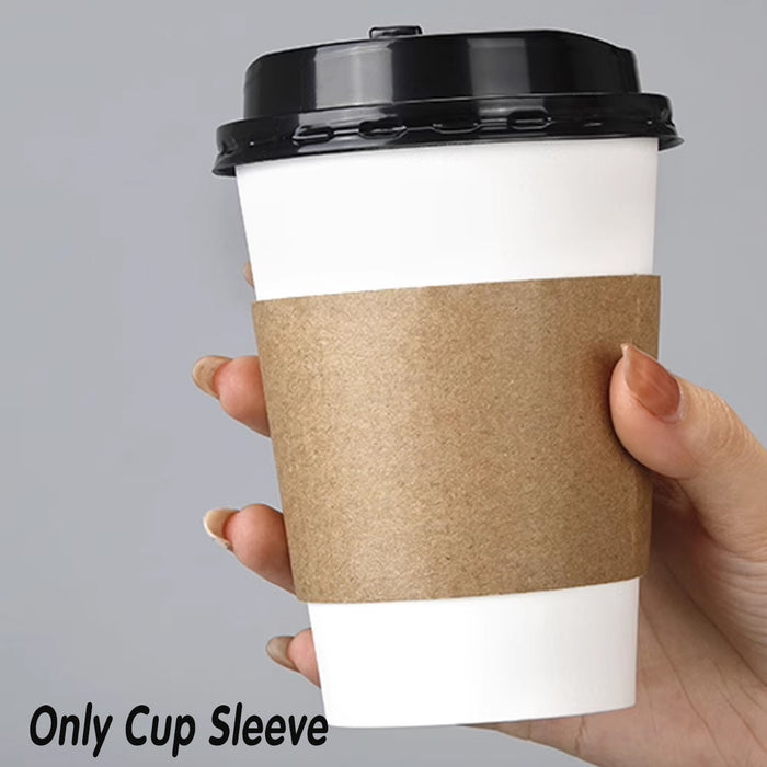 200 Pcs Kraft Paper Cup Sleeves Corrugated 8cm 9cm