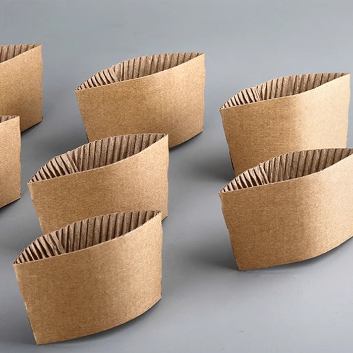 200 Pcs Kraft Paper Cup Sleeves Corrugated 8cm 9cm