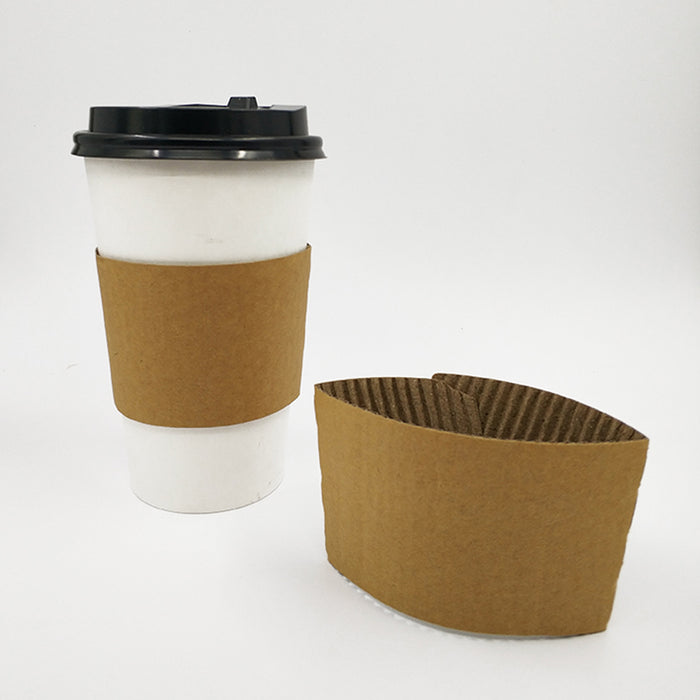 200 Pcs Kraft Paper Cup Sleeves Corrugated 8cm 9cm